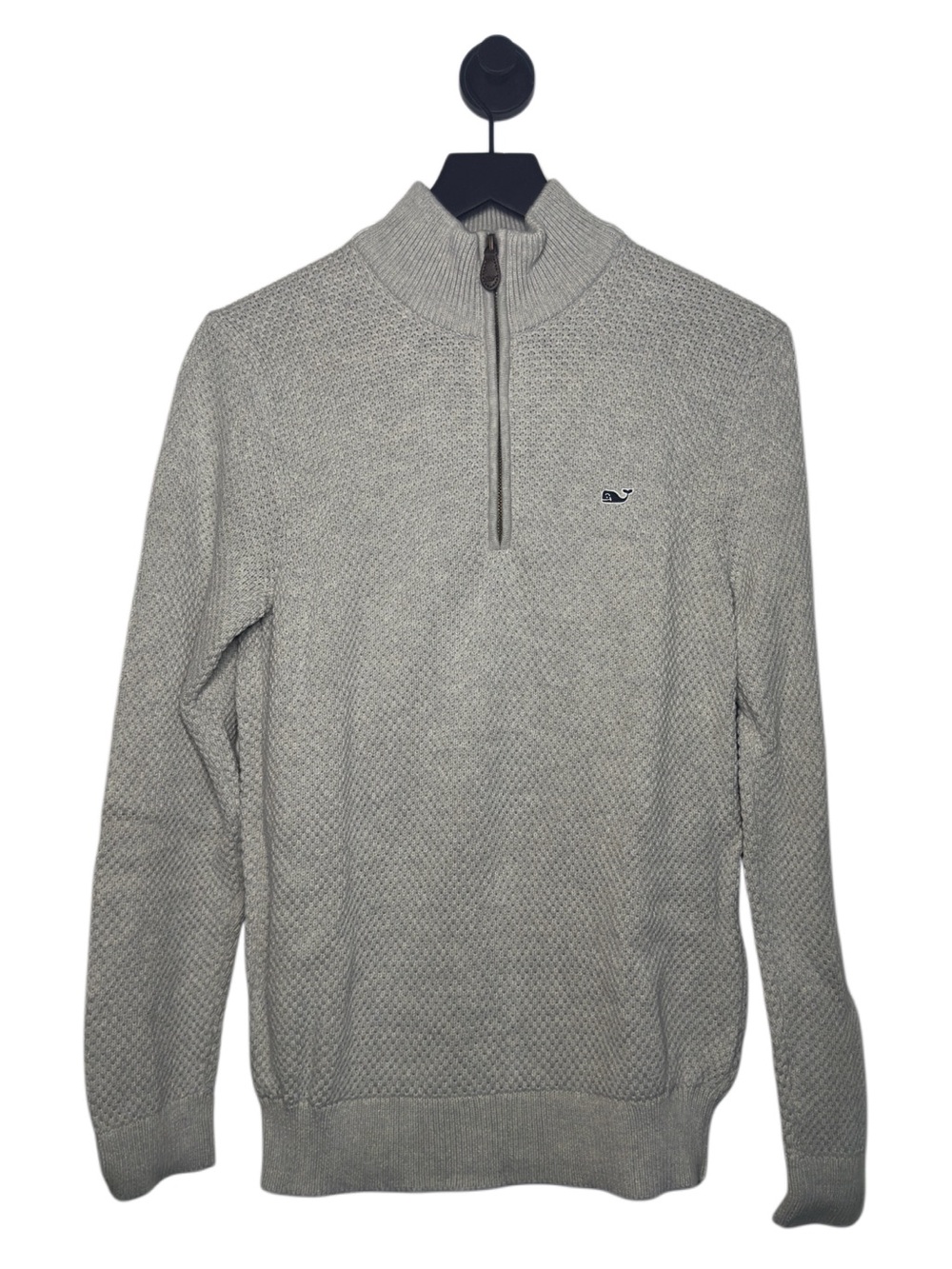 Vineyard Vines Men's Quarter-Zip Textured Sweater in Light Gray